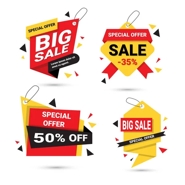 Bannières Big Sale Set spécial modèle d'offre Tags Collection isolé sur fond blanc — Image vectorielle