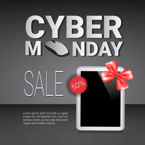 Cyber Monday Venda Template Banner descontos no design moderno Digital Tablets Poster — Vetor de Stock