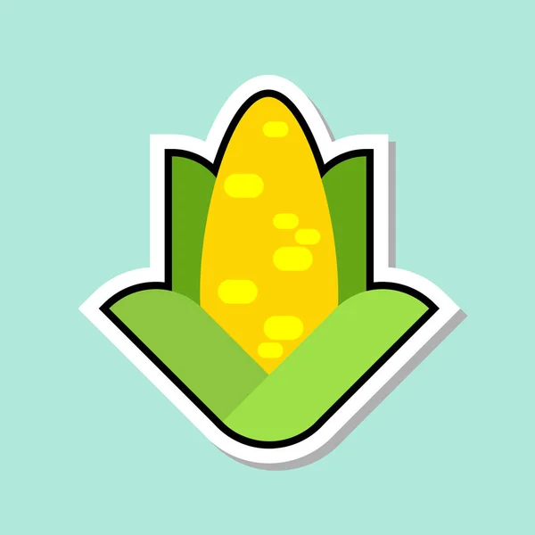 Corn klistermärke på blå bakgrund färgglada grönsaker ikonen — Stock vektor