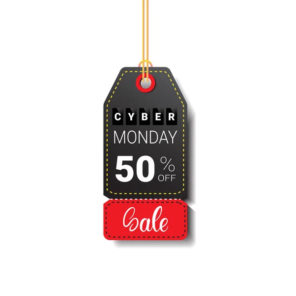 Cyber Monday Venta Tag Aislado Compras en línea Descuento Diseño de Logo — Vector de stock