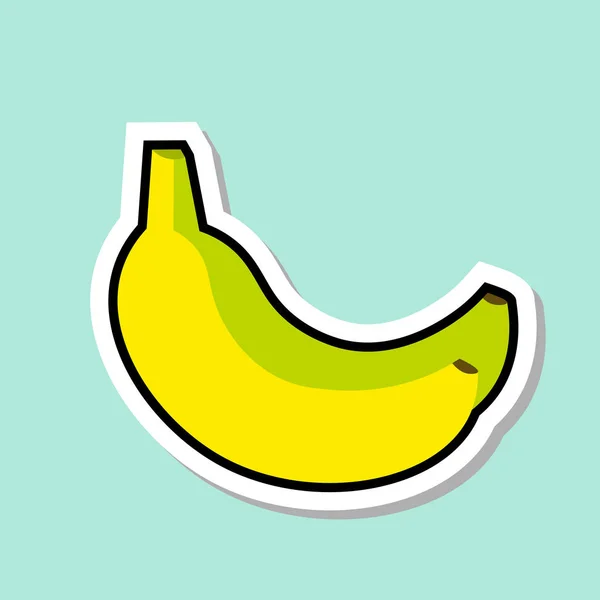 Banan klistermärke på blå bakgrund färgglada frukt-ikonen — Stock vektor