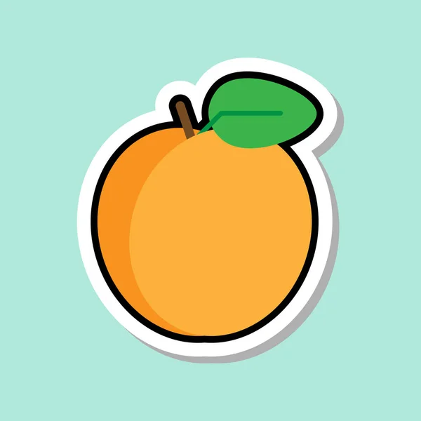 Oranje Sticker op blauwe achtergrond kleurrijk Fruit pictogram — Stockvector