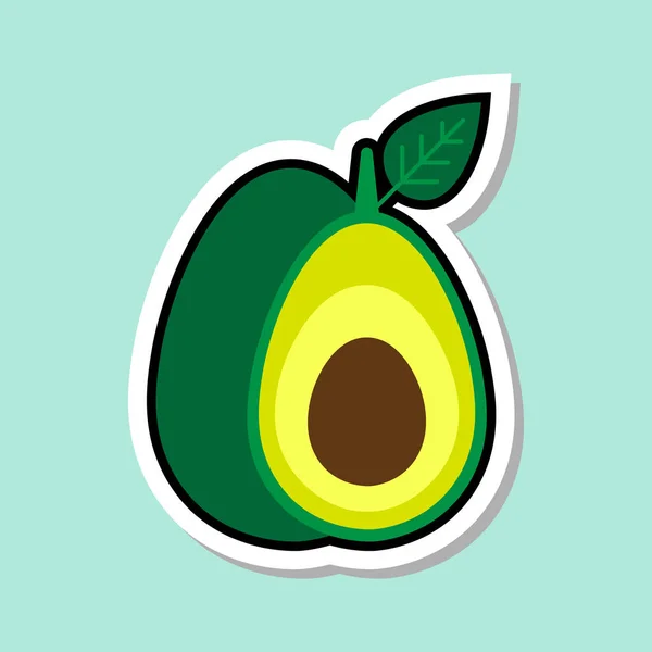 Avocado-Sticker auf blauem Hintergrund bunte Frucht-Symbol — Stockvektor