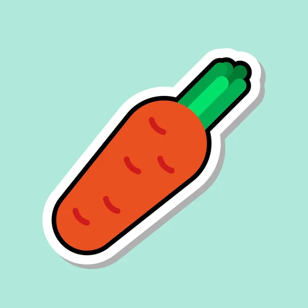 Carrot Sticker On Blue Background Colorful Vegetable Icon — Stock Vector