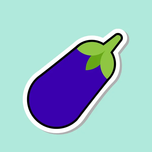 Eggplant Sticker On Blue Background Colorful Vegetable Icon — Stock Vector