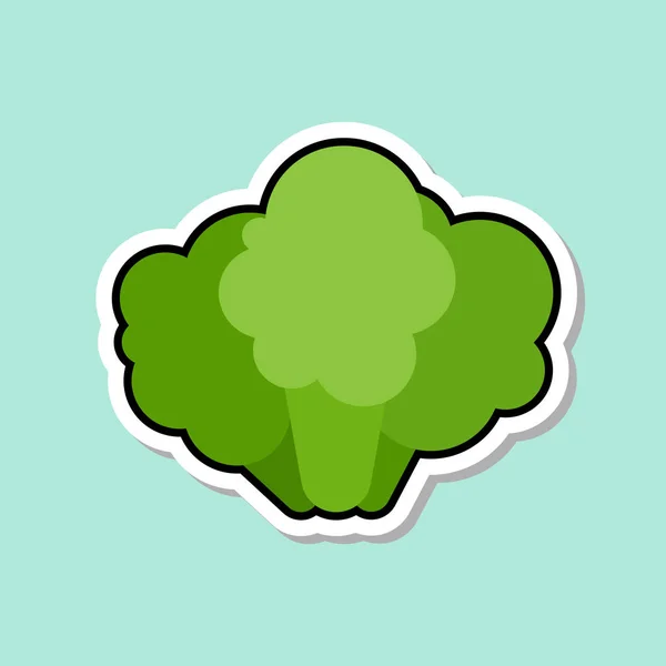 Broccoli Sticker op blauwe achtergrond kleurrijke plantaardige pictogram — Stockvector
