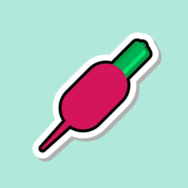 Sticker Radis sur fond bleu Icône de légumes colorés — Image vectorielle