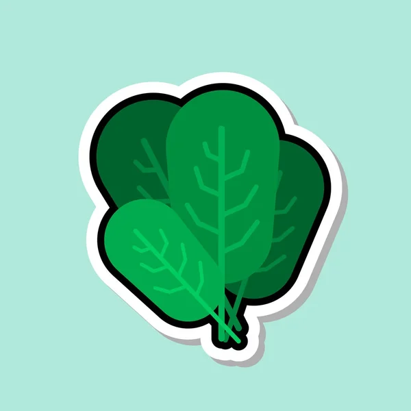 Sla Sticker op blauwe achtergrond kleurrijke plantaardige pictogram — Stockvector