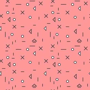 Geometrik Seamless modeli ile artı ve eksi işaretlerine izin pembe ince çizgi üzerinde