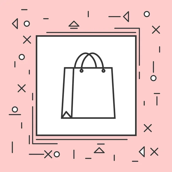 Alışveriş çantası simgesini ince çizgi Pink Çerçeve içinde — Stok Vektör