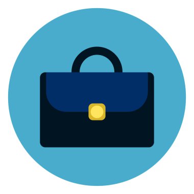 Evrak çantası veya bavul simgesi mavi arka plan yuvarlak