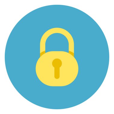 Yuvarlak mavi zemin üzerine kilit simgesi