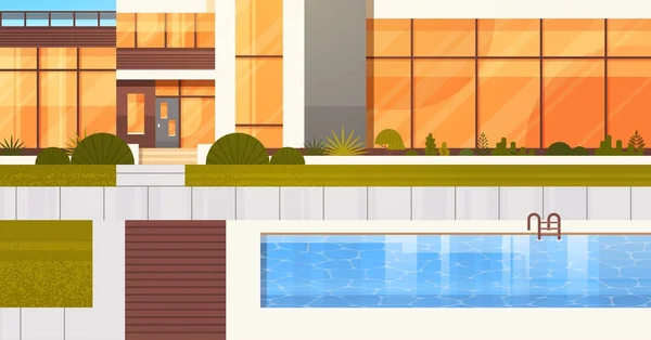 House, dış Modern yazlık yakınındaki Yüzme havuzlu otel veya lüks Villa girişi — Stok Vektör