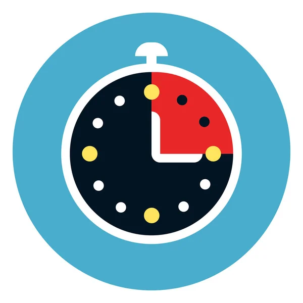 Detener icono del reloj sobre fondo azul redondo — Vector de stock