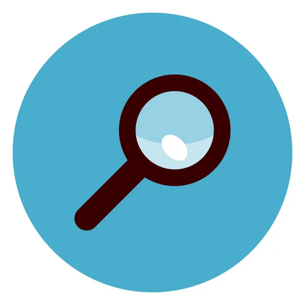 Icona di lente d'ingrandimento su sfondo blu rotondo — Vettoriale Stock
