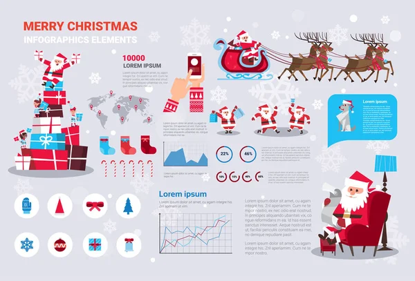 Set di elementi infografici modello con concetto di Buon Natale — Vettoriale Stock