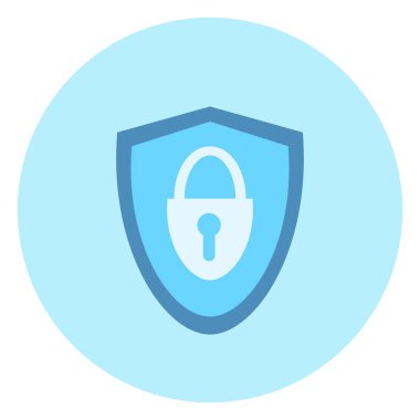 Kilit simgesi üzerinde mavi arka plan ile kalkan