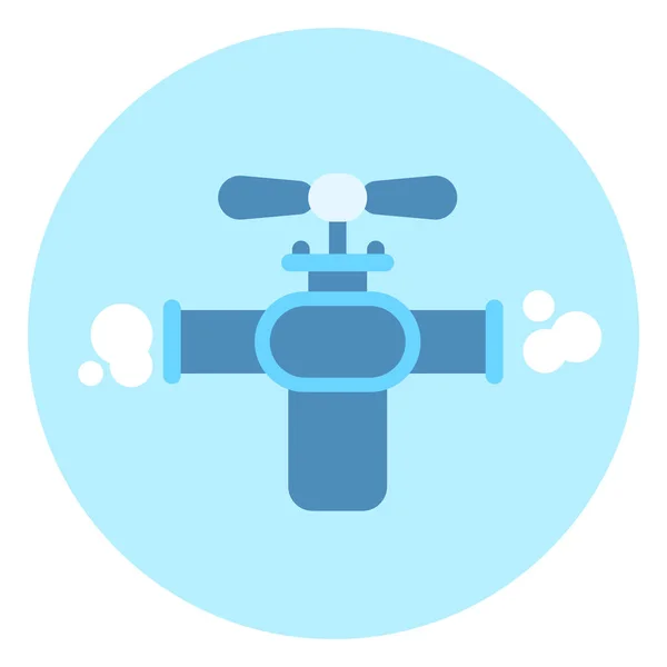 Robinet à gaz sur robinet d'icône de tuyau sur fond bleu — Image vectorielle