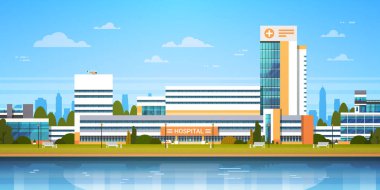 Şehir manzarası ile Hastane Binası dış Modern klinik görünümü