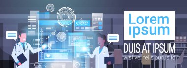 Sanal bilgisayar yenilik teknoloji kavramı Modern tıbbi tedavi kullanarak doktorlar