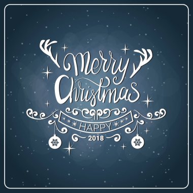 Yaratıcı Noel simge Vintage tebeşir tahtası stil mutlu yeni yıl 2018 Poster