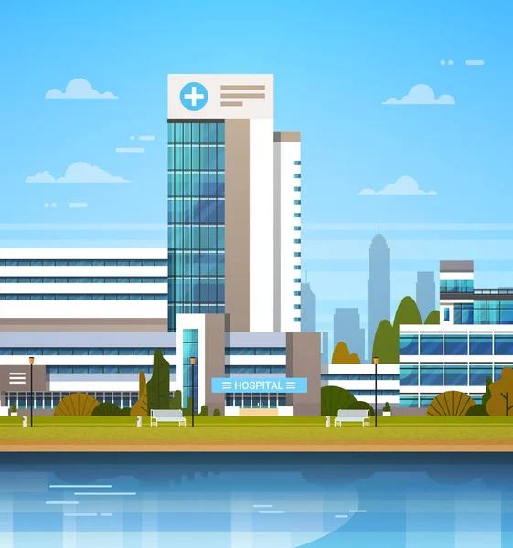 Edificio de Hospital Moderno Clínica Exterior — Vector de stock