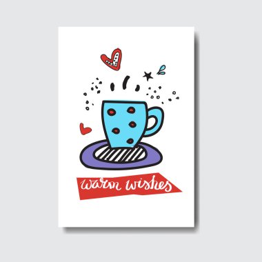 Sıcak dilek kart Doodle kış tatil kavramı