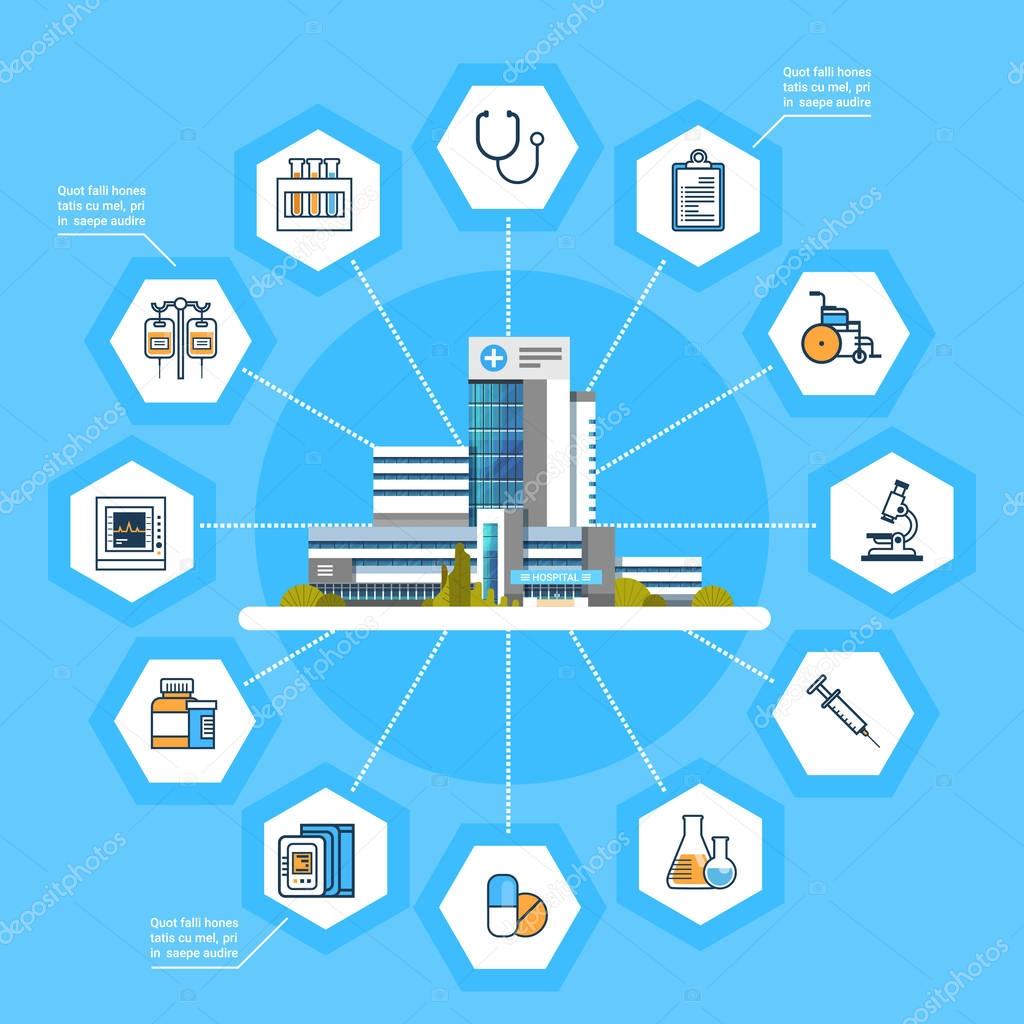 Hospital Application Interface Online Medical Treatment Icons Modern Medicine Concept