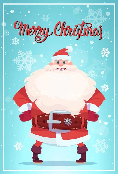 Frohe Weihnachten Plakat mit Weihnachtsmann Winter Urlaub Banner Design — Stockvektor