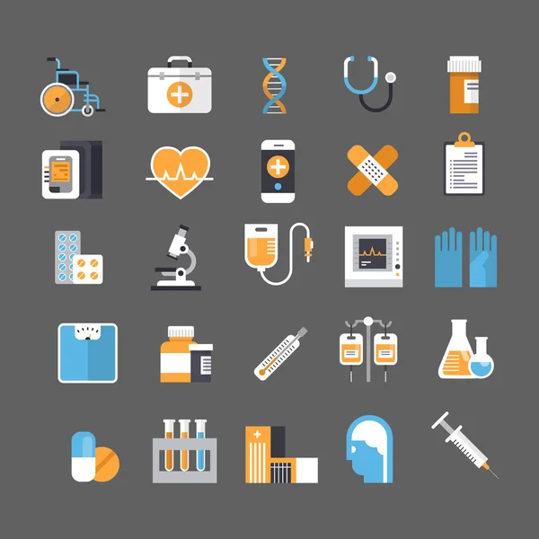 Medical Icon Set Medicine Equipment Sign Hospital Treatment Concept — Stock Vector