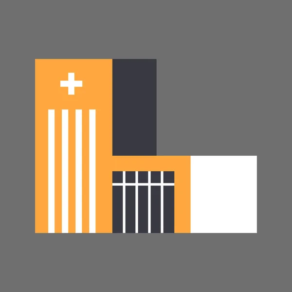 Krankenhaus Gebäude Symbol medizinische Behandlung Konzept — Stockvektor