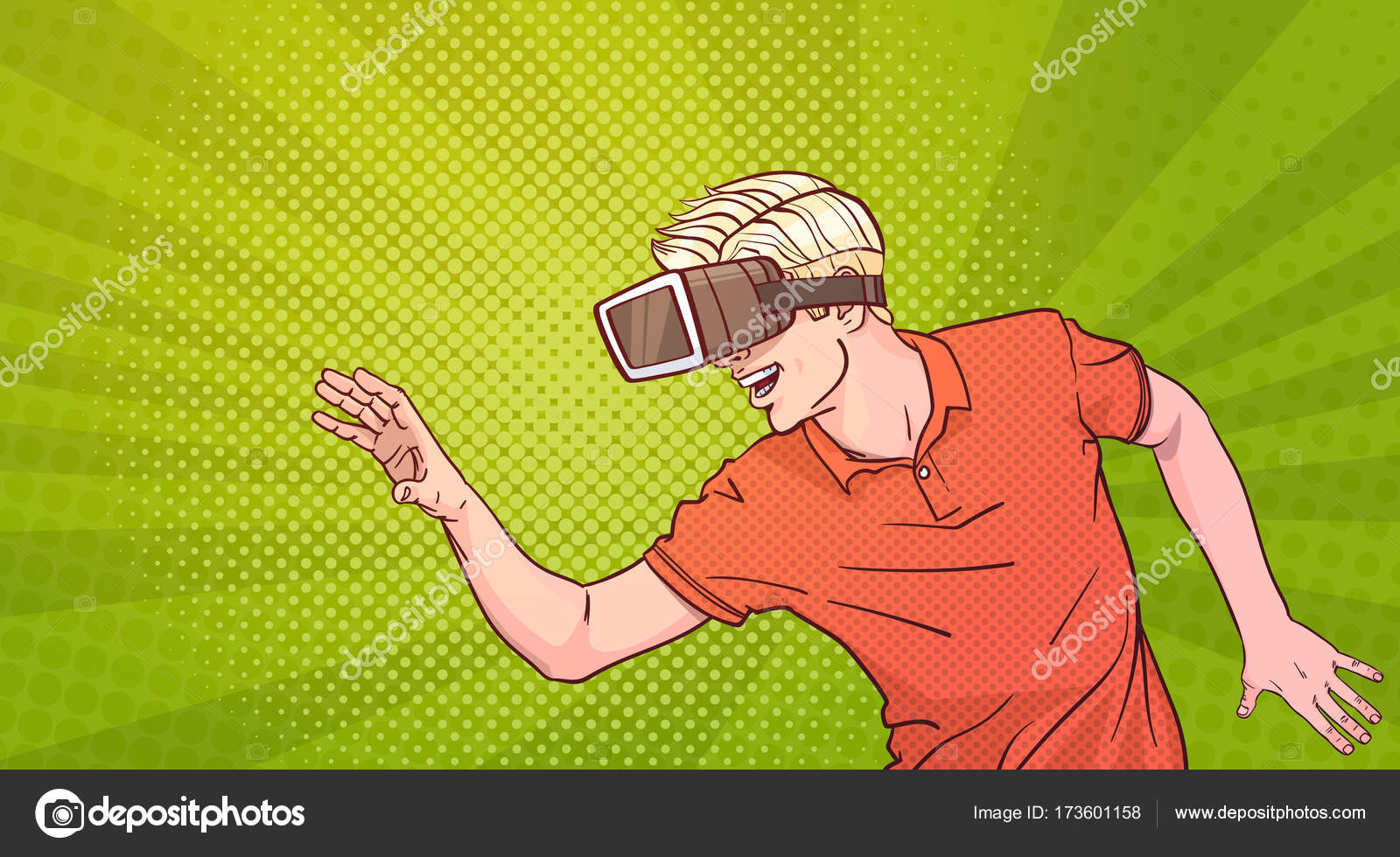 Man Wear Goggles 3d Glasses Virtual Reality Gesturing Pop Art Style  Background Stock Vector Image by ©mast3r #173601158