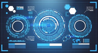 Infographic öğeleri fütüristik şablon Banner ile kopya Uzay Tech arka plan harita ve grafik