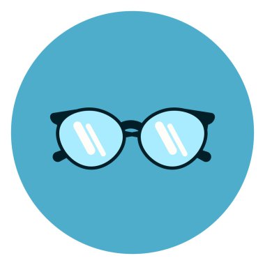 Göz simgesi mavi yuvarlak zemin üzerine Modern gözlük gözlük