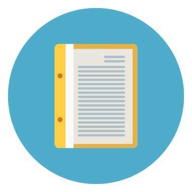 Belge dosya kağıt sayfa simgesi mavi yuvarlak zemin üzerine