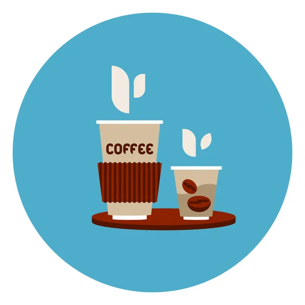 Coffee To Go Cups Icon On Blue Round Background — Stock Vector