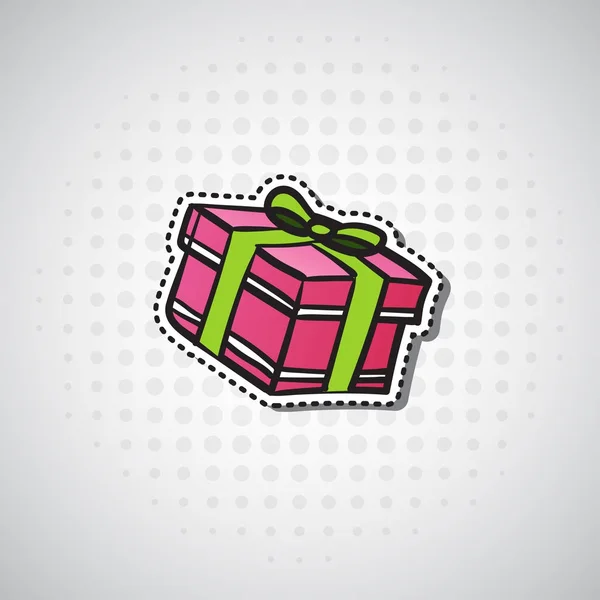 Etiqueta engomada de la caja de regalo Navidad y Año Nuevo Present Badge — Vector de stock