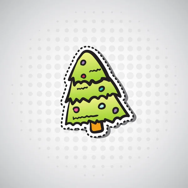 Sticker Arbre de Noël Nouvel An Badge — Image vectorielle