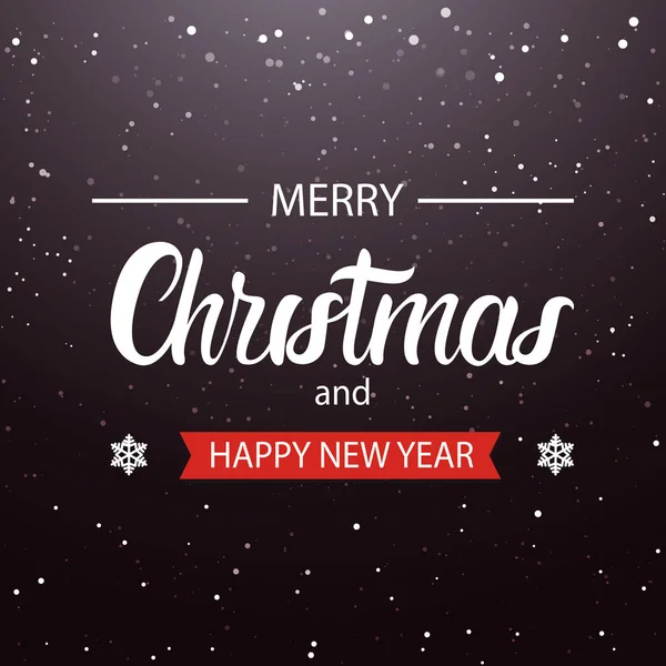 Feliz Navidad y Feliz Año Nuevo firman diseño de saludo navideño — Vector de stock
