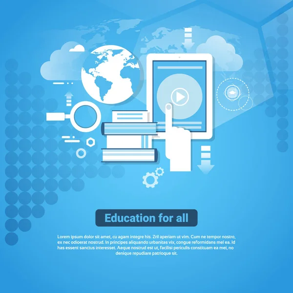 Education For All Template Web Banner With Copy Space Learn Online Concept — Stock Vector