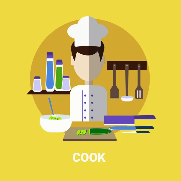 Male Cook Cooking Meal Profile Avatar Icon — Stock Vector