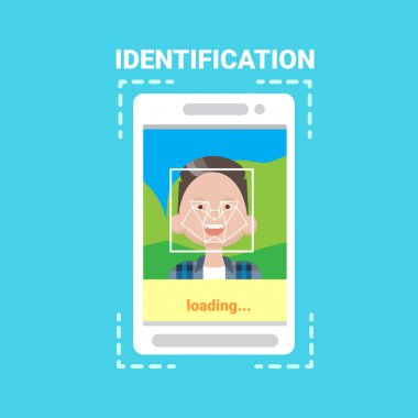 Adam kullanıcı erişim denetimi Modern teknoloji tarama yüz tanımlama sistemi yükleme akıllı telefon