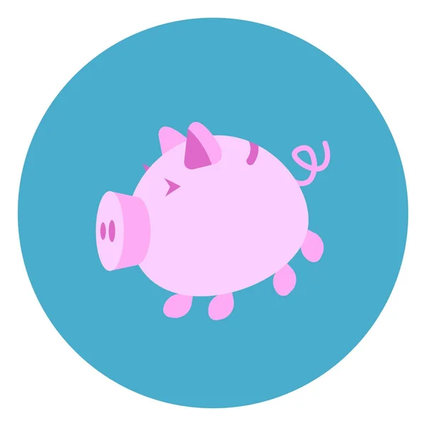 Sparschwein-Symbol Web-Taste auf rundem blauem Hintergrund — Stockvektor