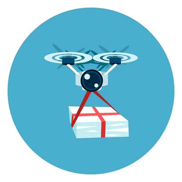 Drone Delivery Icon Web Button On Round Blue Background — Stock Vector