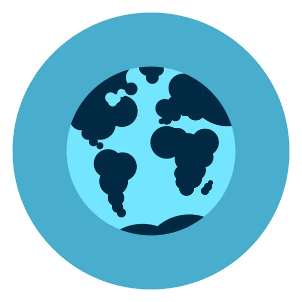 Globo de la Tierra Con Mapa Icono Botón Web En Fondo Azul Redondo — Vector de stock