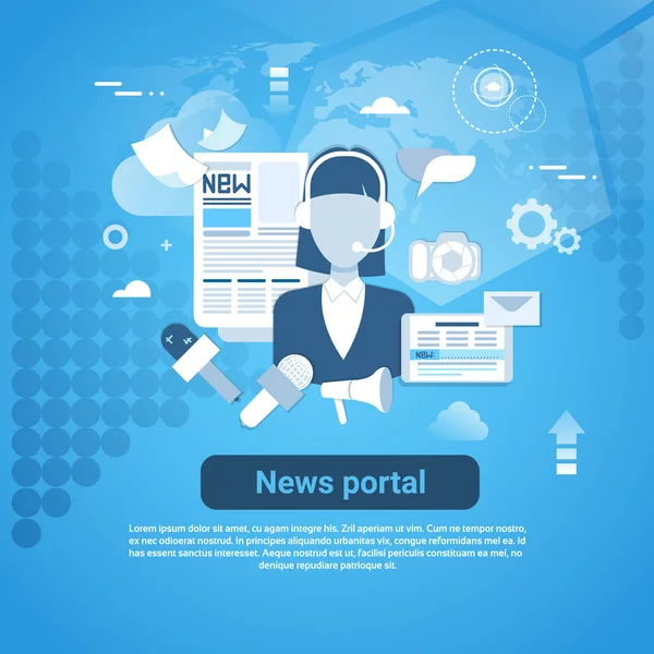 Banner web del portal de noticias con espacio de copia sobre fondo azul — Vector de stock