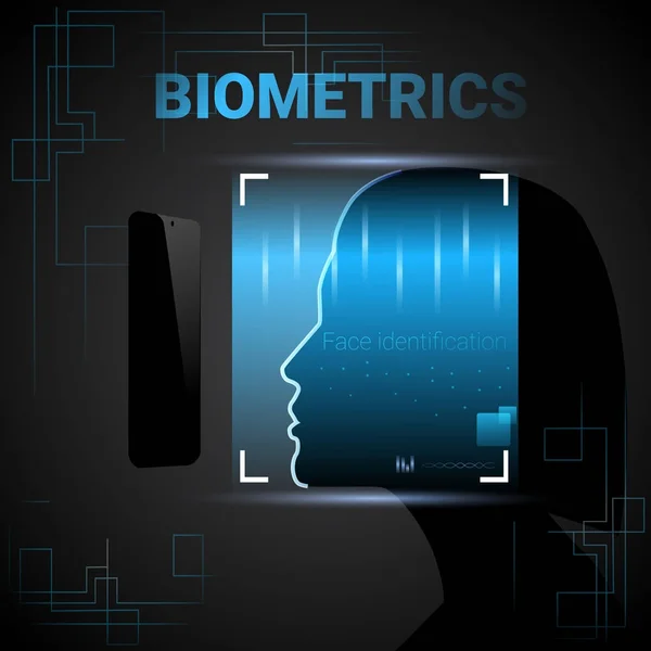 Biometrische identificatie vrouwelijke gezicht moderne toegang bedieningsconcept technologie erkenning systeem scannen — Stockvector