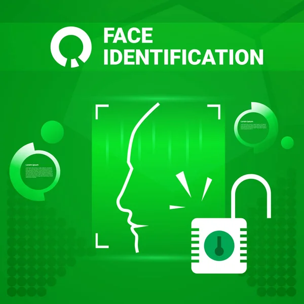 L'utilisateur obtenant l'accès après l'identification faciale balayant la technologie moderne du concept de reconnaissance biométrique — Image vectorielle