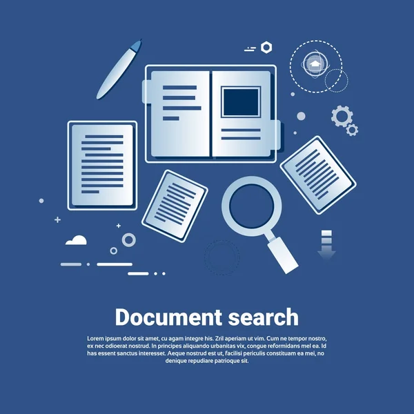 Modèle de recherche de document Bannière Web avec espace de copie — Image vectorielle