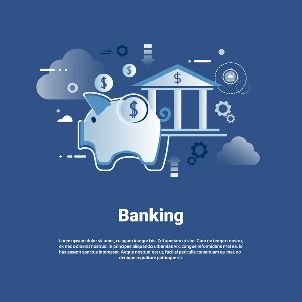 Banki sablon webes reklámcsík másol hely pénz megtakarítás fogalma — Stock Vector
